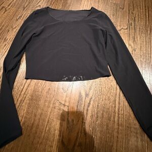 Long Sleeve Black Crop Top. Sheer. Alo